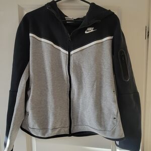 Nike Black and Gray Tech Zip-Up Hoodie